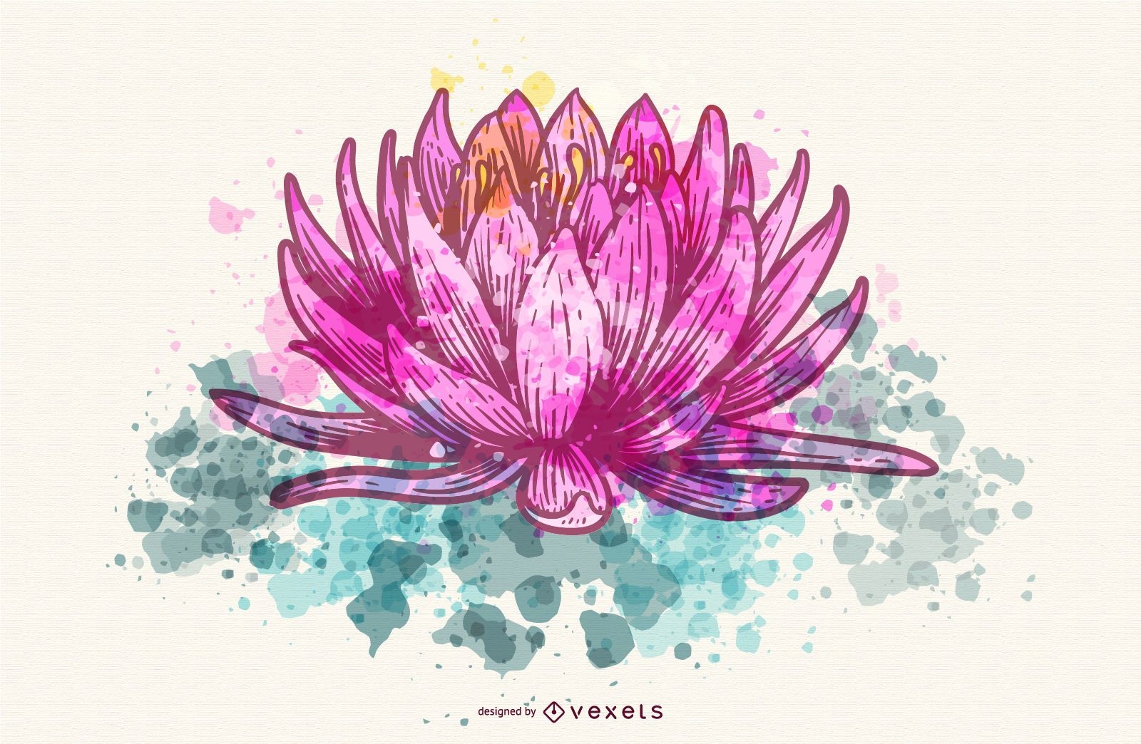 Lotus Aquarellmalerei