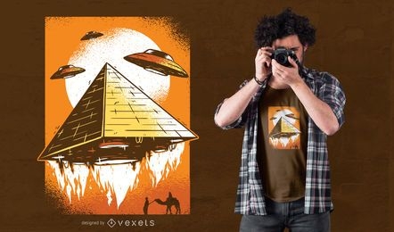 Design de camiseta pirâmide ufo