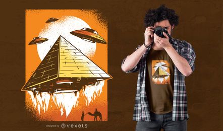Projeto do t-shirt da ufo da pirâmide Projeto do t-shirt da ufo da pirâmide