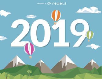 2019 Ano Novo com balões de ar quente 2019 Ano Novo com balões de ar quente
