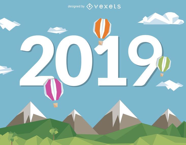 Neues Jahr 2019 mit Heißluftballons Neues Jahr 2019 mit Heißluftballons