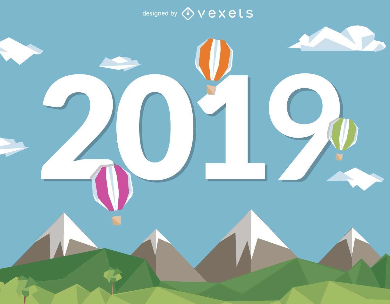 2019 Neujahr mit Hei?luftballons