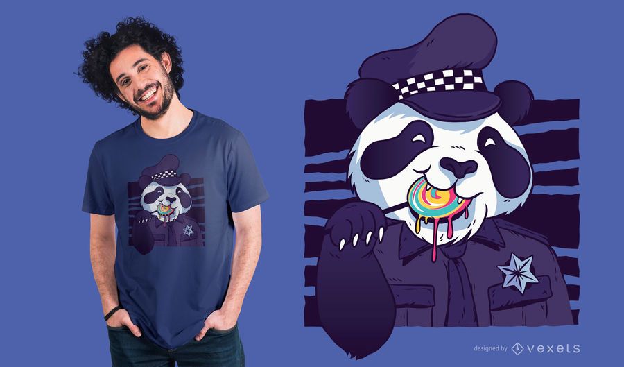 Diseño de camiseta de policía panda. Diseño de camiseta de policía panda.