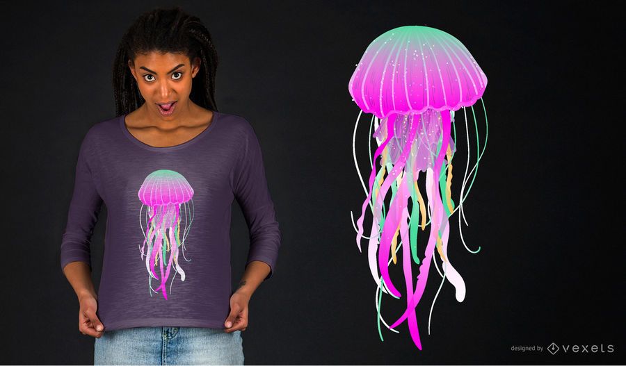 Diseño de camiseta de medusa eléctrica. Diseño de camiseta de medusa eléctrica.