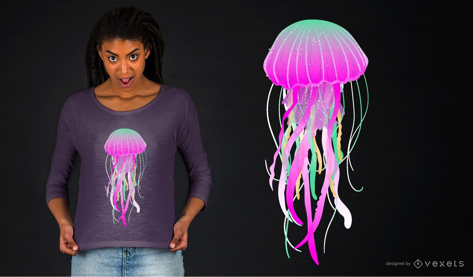 Diseño de camiseta de medusa eléctrica.