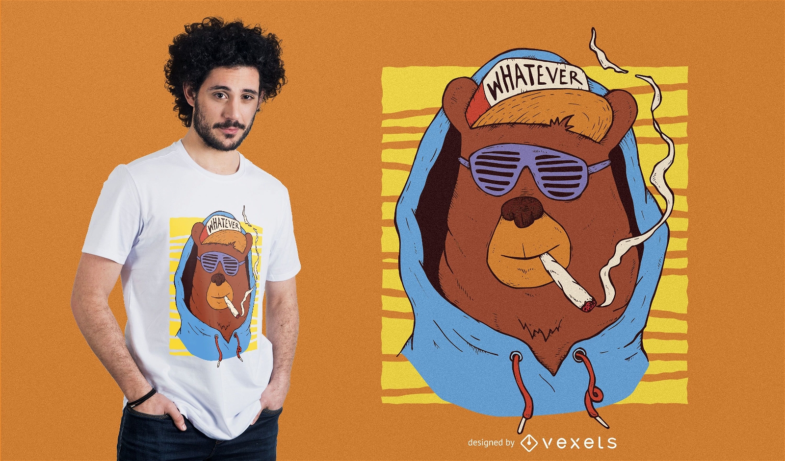 Diseño de camiseta de oso hip hop