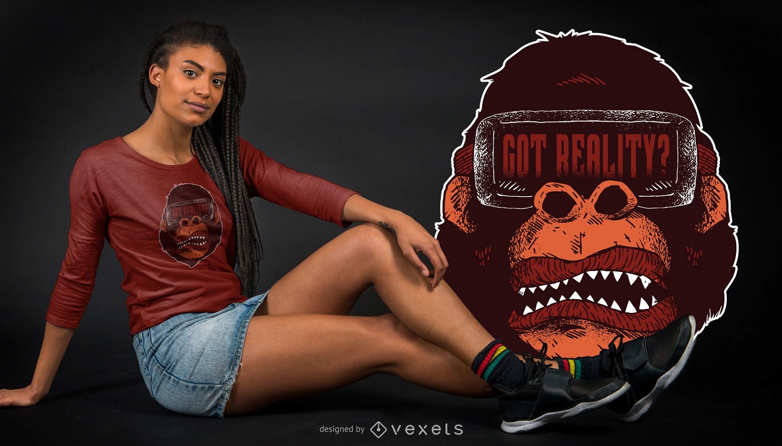 Design de t-shirt Gorilla reality