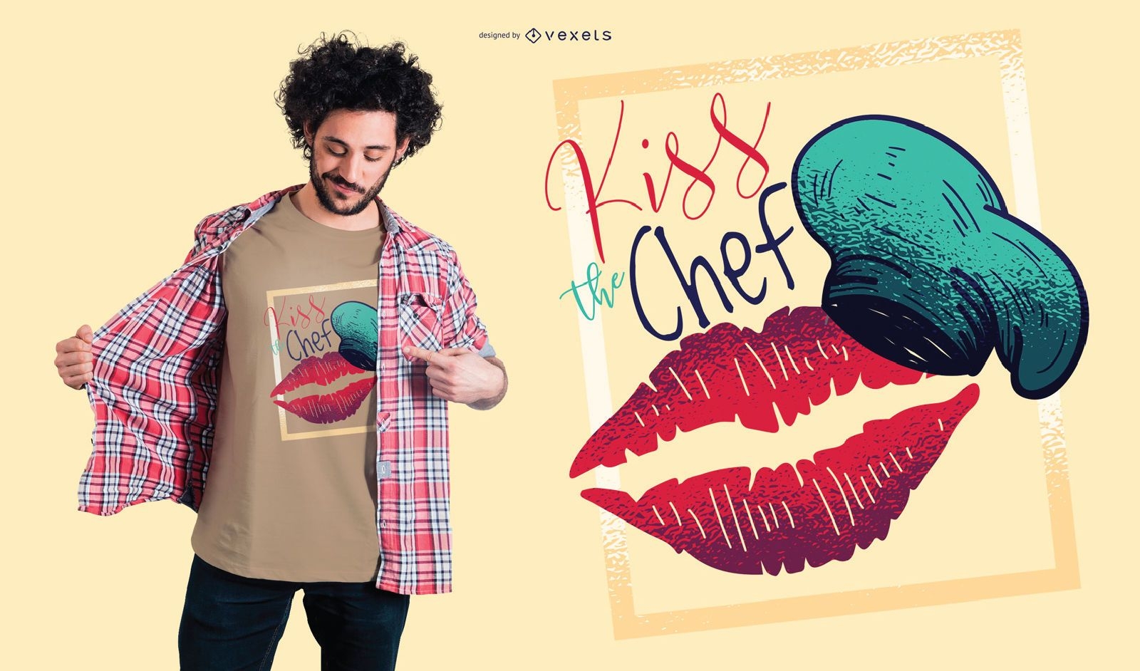 Beije o design da camiseta do chef