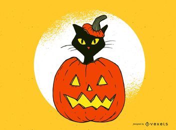 Cat in jack-o-lantern design Cat in jack-o-lantern design