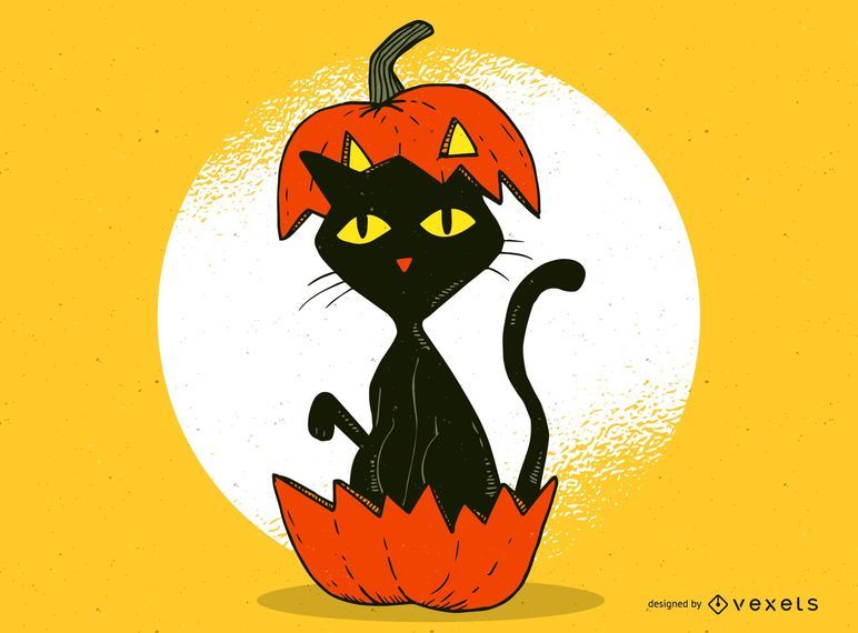 Cat in pumpkin Halloween design Cat in pumpkin Halloween design