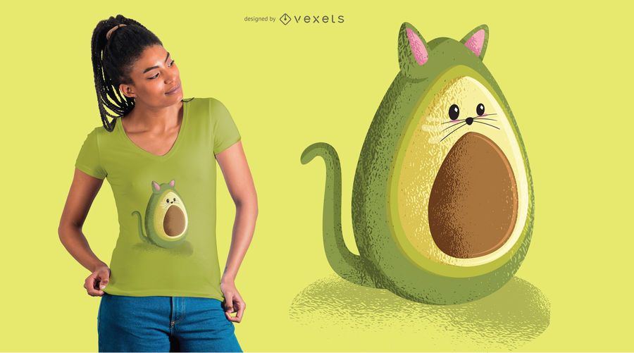 Design de t-shirt de gato abacate Design de t-shirt de gato abacate