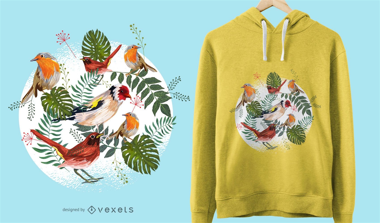 Tropical birds t-shirt design