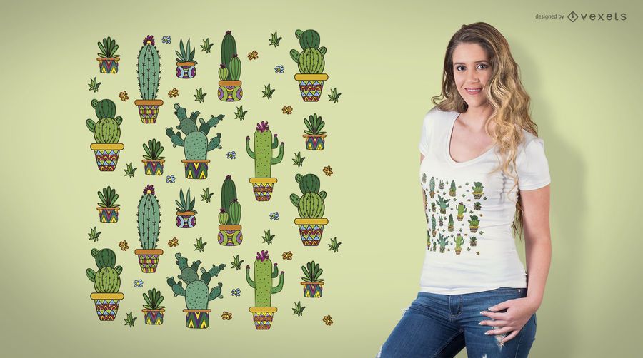 Kaktus-Muster-T-Shirt-Design Kaktus-Muster-T-Shirt-Design