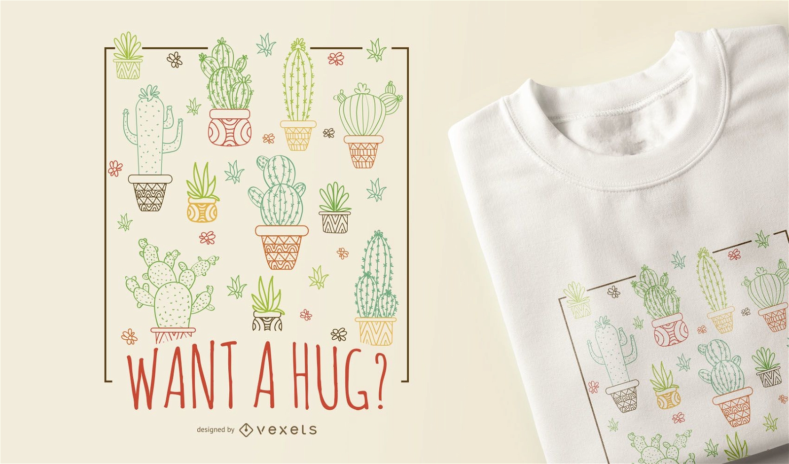 Kaktus umarmen T-Shirt Design