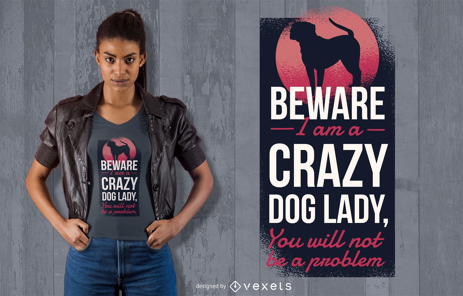 Crazy dog lady t-shirt design