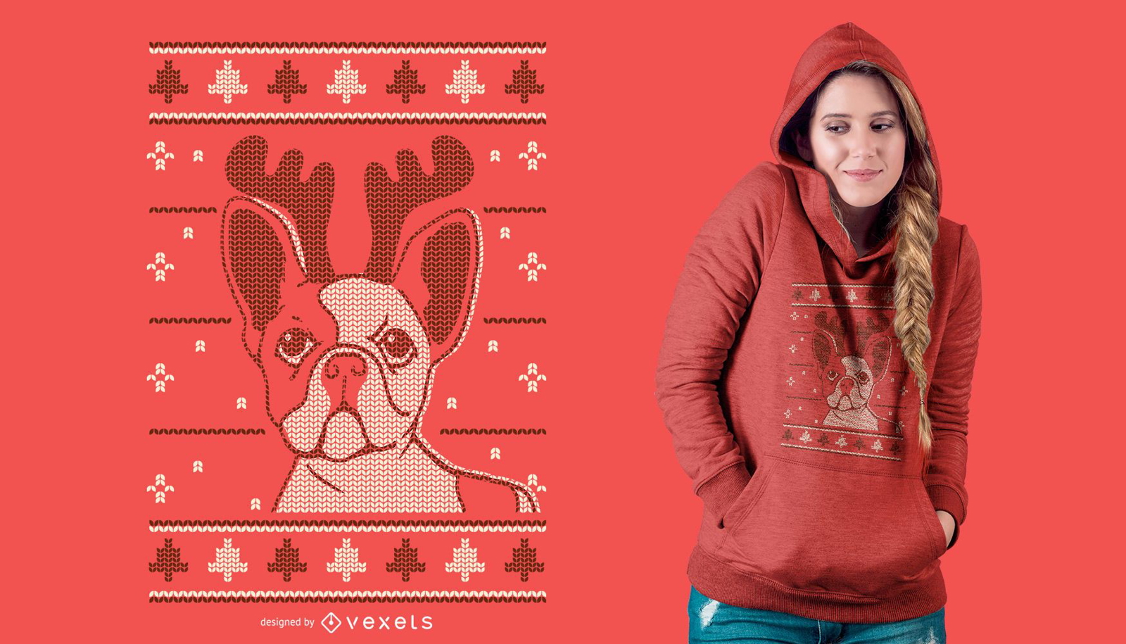 Diseño de camiseta de perro navideño