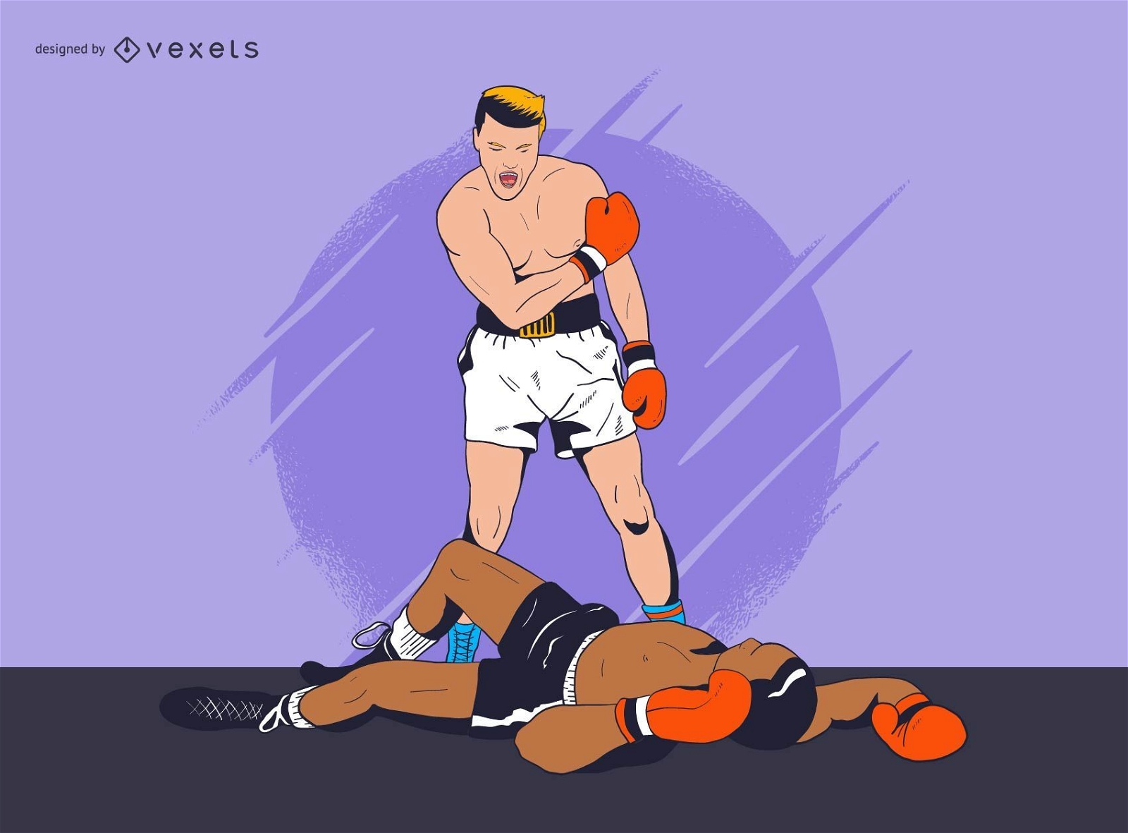 boxeadores, lucha, ilustración