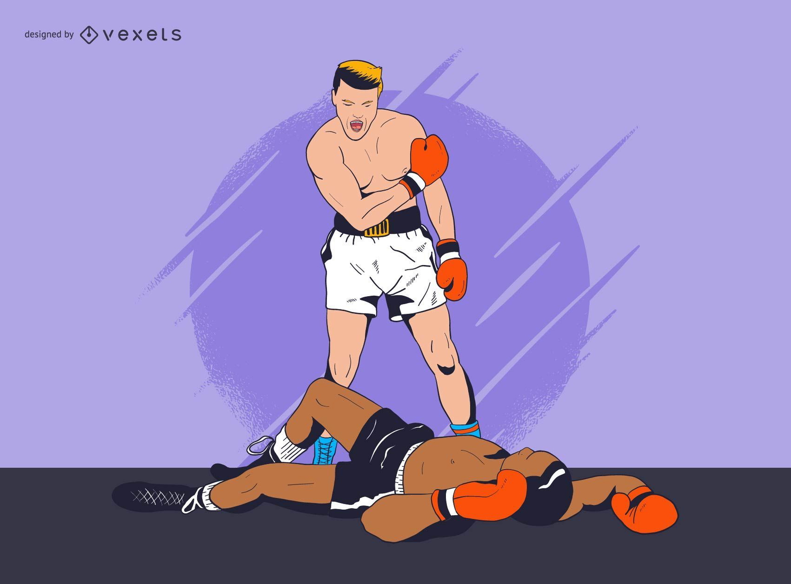 boxeadores, lucha, ilustración