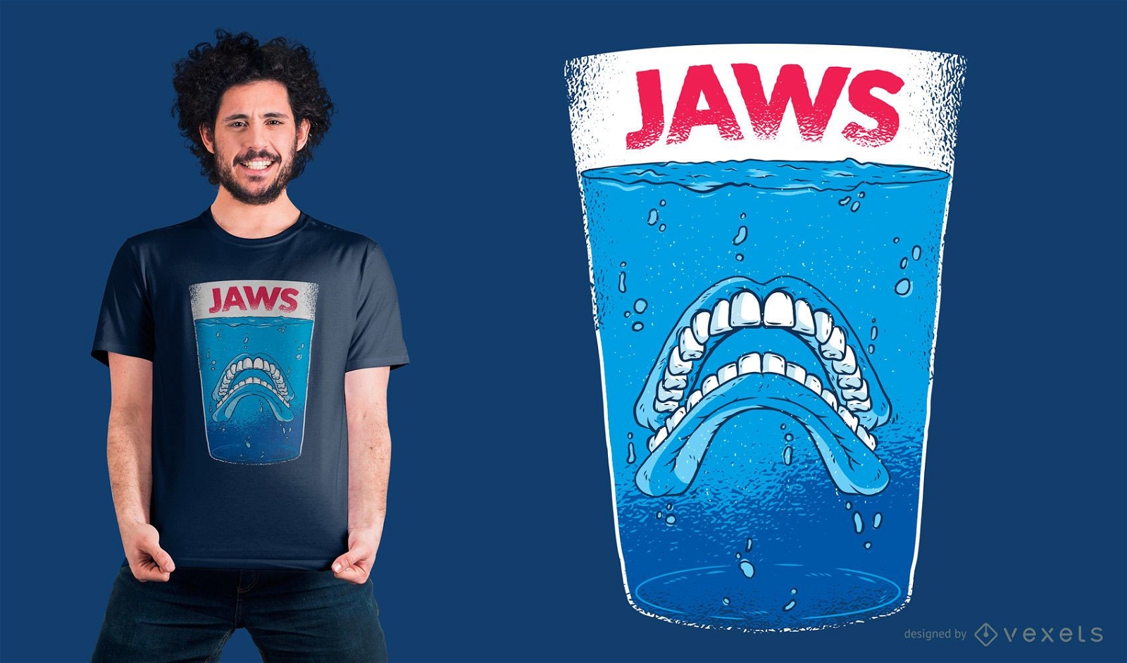 Design de t-shirt Teeth Cup of Water