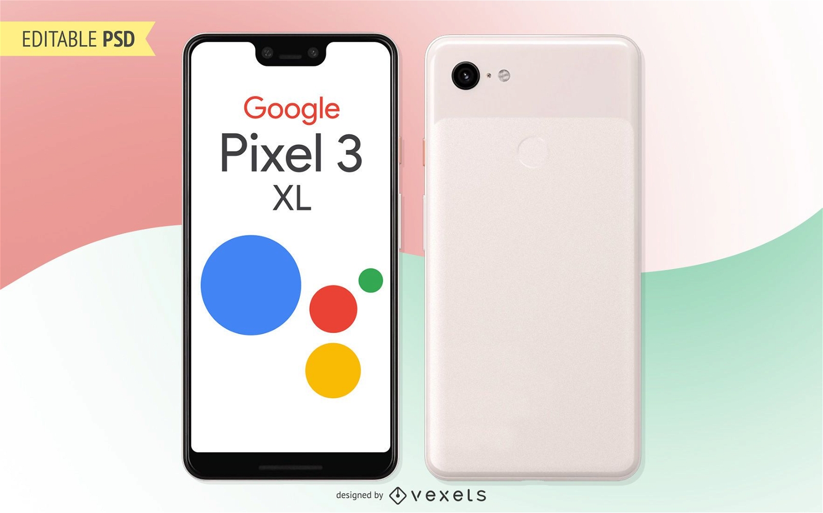 Maqueta PSD de Google Pixel 3 XL
