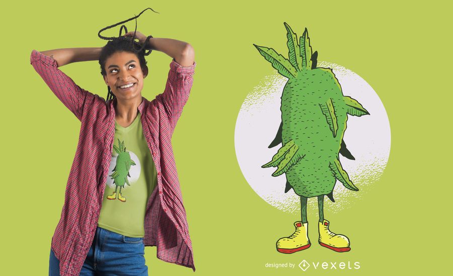 Diseño de camiseta de dibujos animados de marihuana Diseño de camiseta de dibujos animados de marihuana