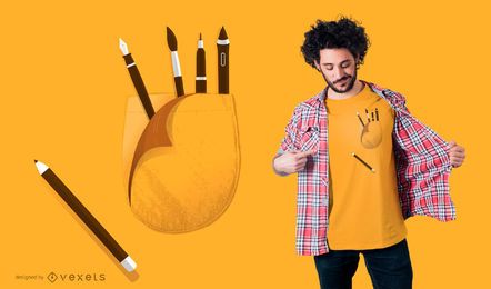 Suministros de arte que vienen del diseño de la camiseta de bolsillo Suministros de arte que vienen del diseño de la camiseta de bolsillo