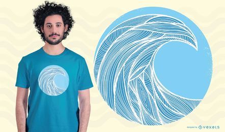 Design de t-shirt de estilo de linha de onda Design de t-shirt de estilo de linha de onda