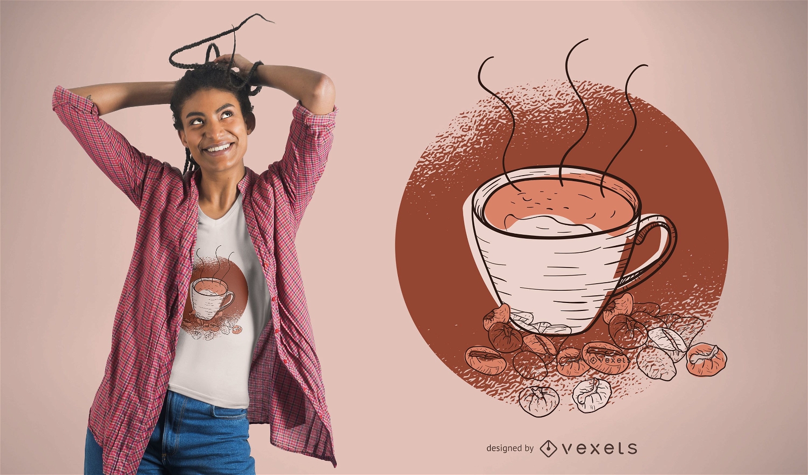Coffee Cup and Beans T-shirt Design