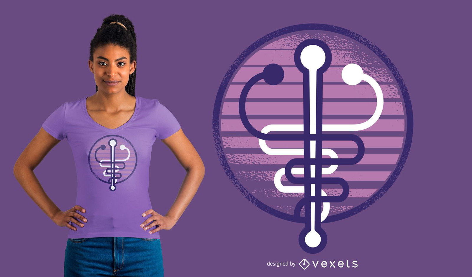Diseño de camiseta del símbolo de la medicina del caduceo