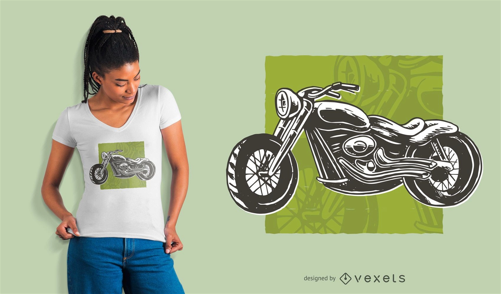 Schwarzweiss-Motorrad-T-Shirt Design