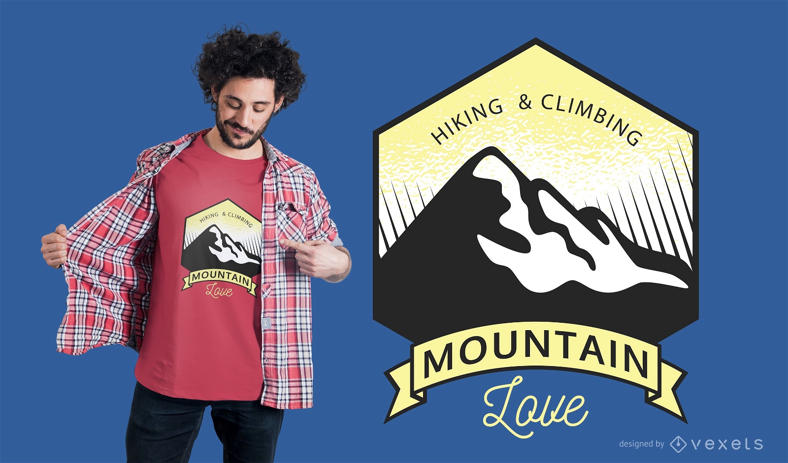 Design de camisetas de amor para caminhadas e escaladas na montanha