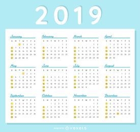 2019 Calendar Elegant Design