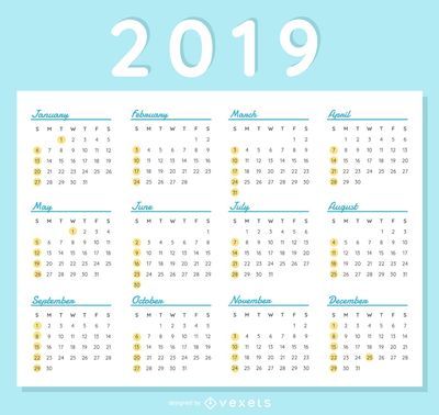 【即納&大特価】 2019 Calendar Elegant Design Vector Download 輸入版カレンダー