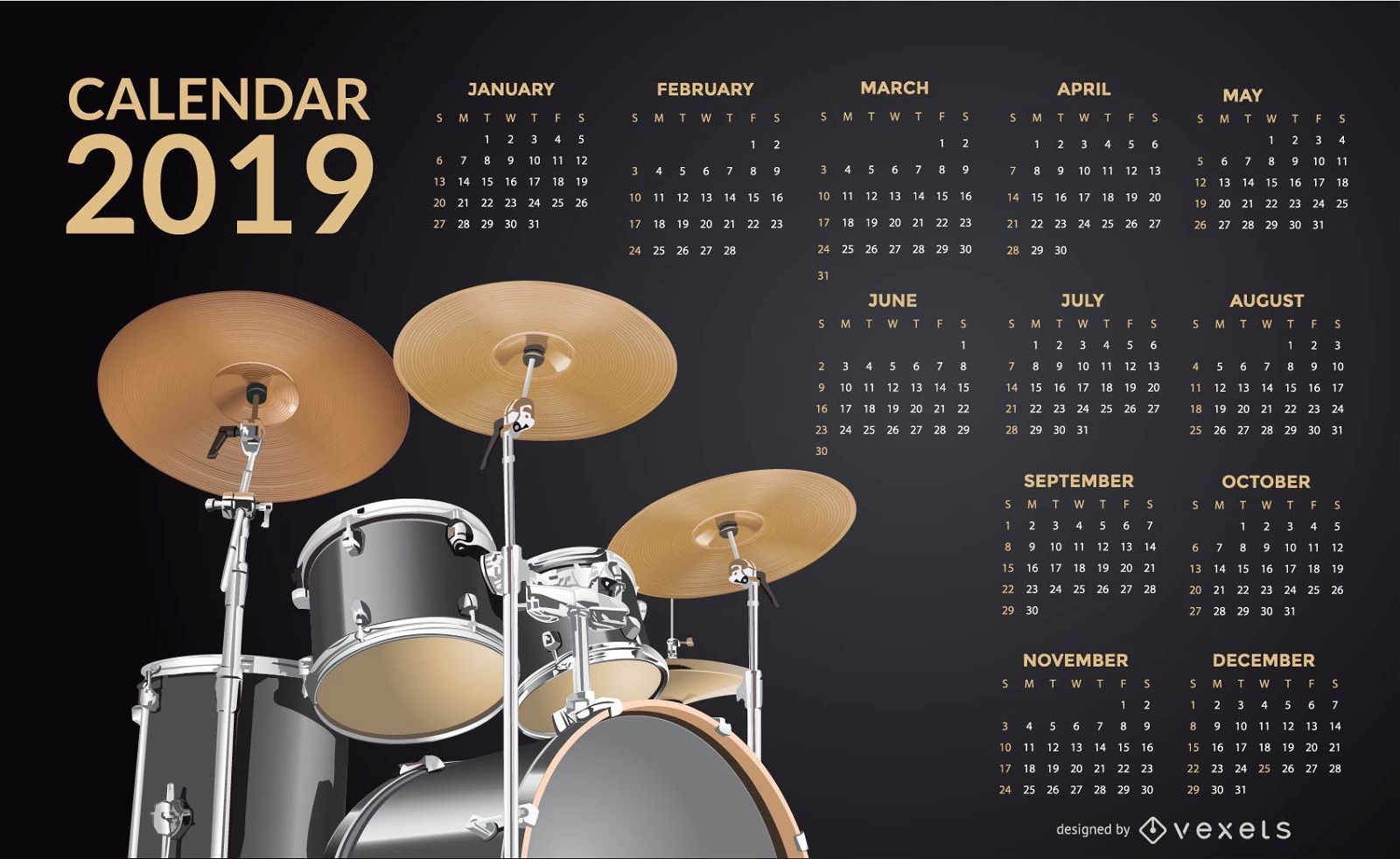 Schlagzeug 2019 Kalender Design