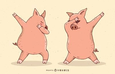 Dabbing Pigs Vector illustration Dabbing Pigs Vector illustration