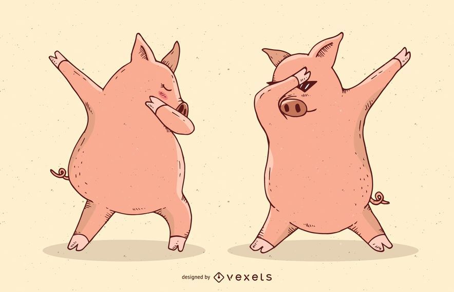 Dabbing cerdos ilustración vectorial Dabbing cerdos ilustración vectorial