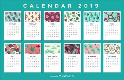Design do calendário sazonal de 2019