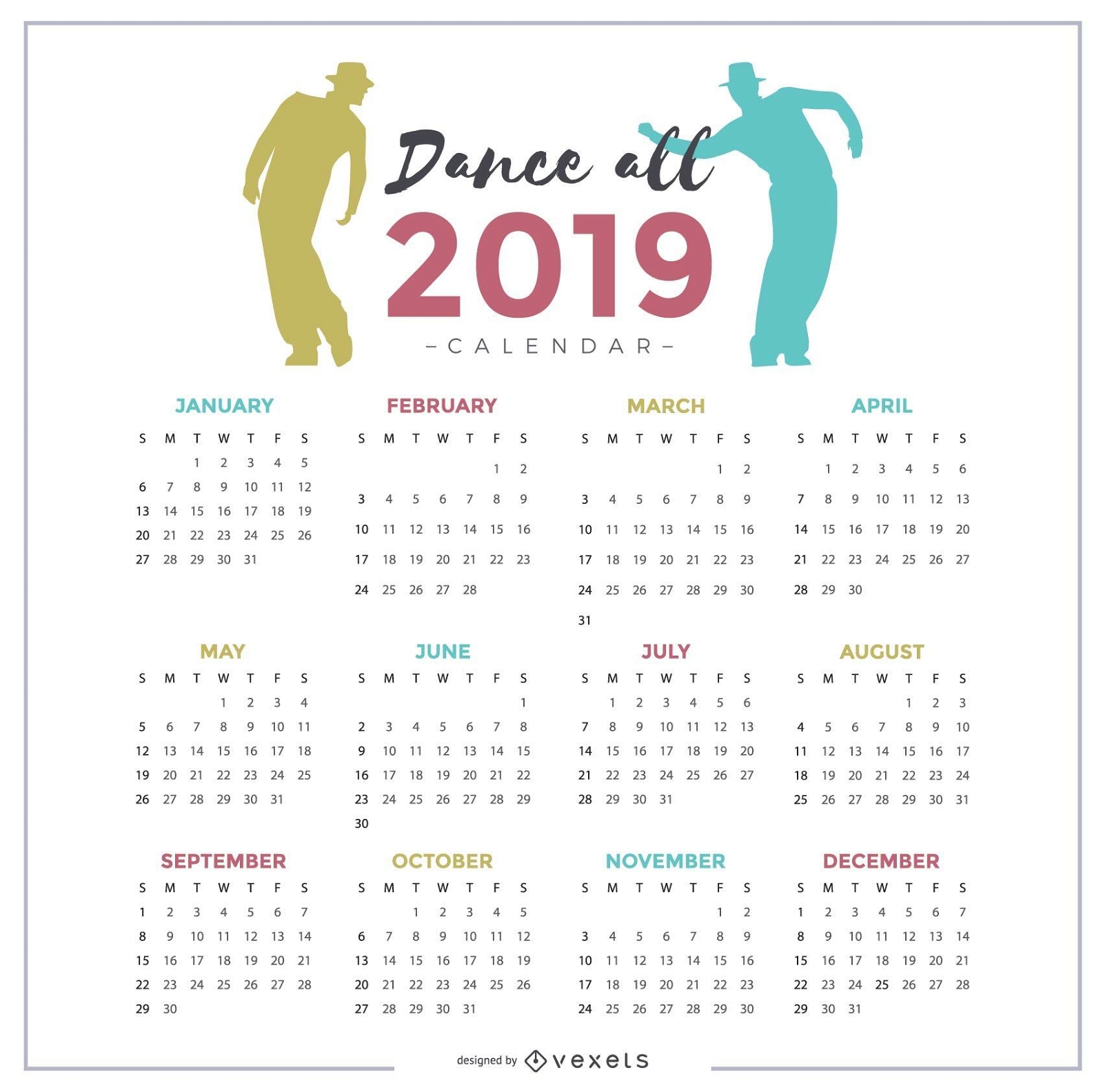 Tanz alle 2019 Kalender Design
