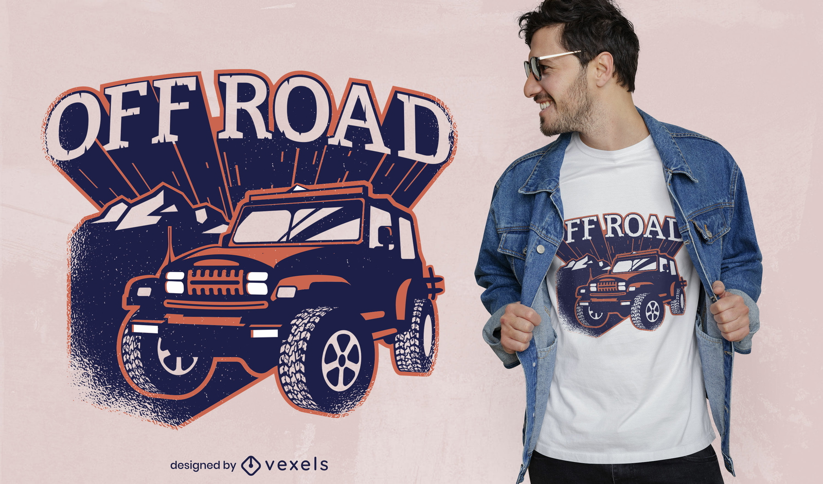 Design de camiseta de caminhão de estrada de montanha Off Road