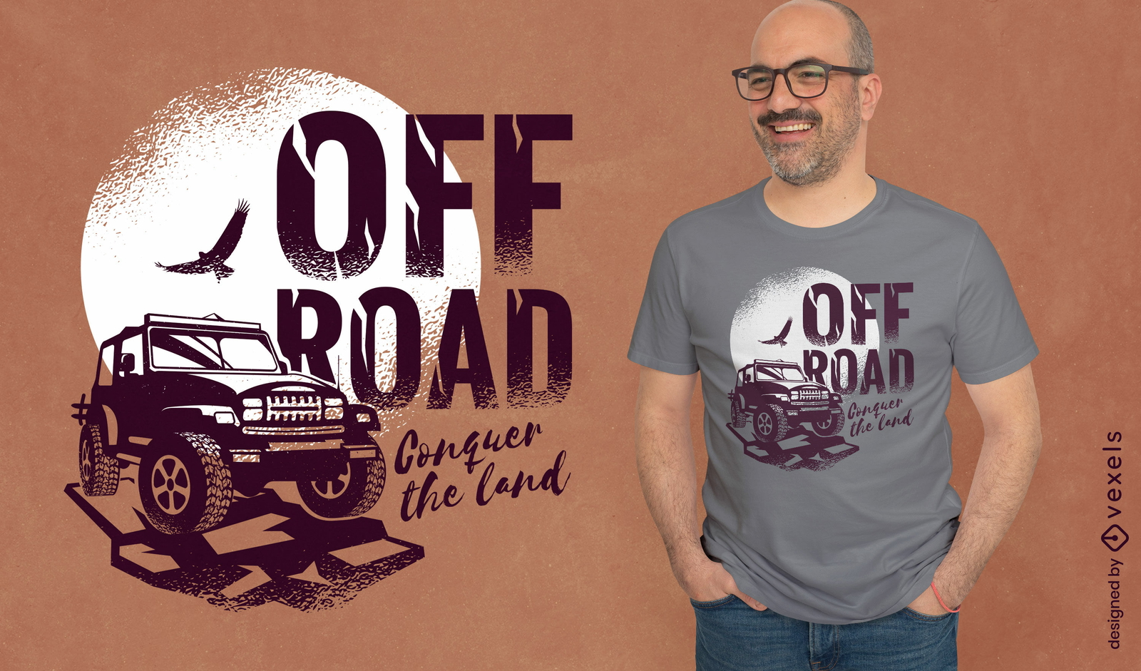 Diseño de camiseta OFF ROAD Conquer the Land