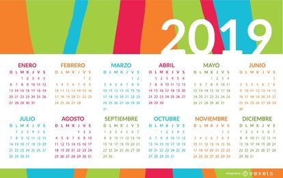 Design de calendário espanhol colorido