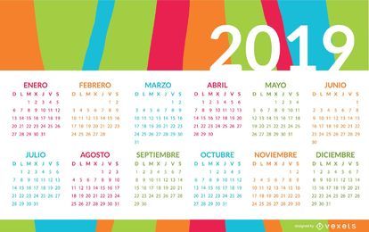 Diseño colorido calendario español Diseño colorido calendario español