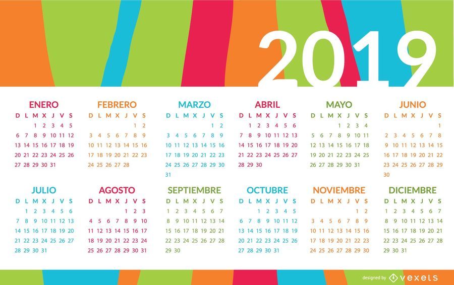 Diseño colorido calendario español Diseño colorido calendario español