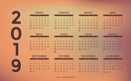 Elegant Spanish 2019 Calendar Design Elegant Spanish 2019 Calendar Design