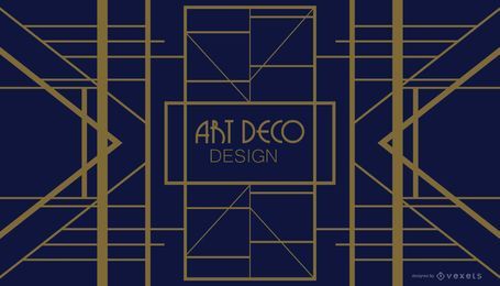 Blue and Golden Geometric Art Deco Design Blue and Golden Geometric Art Deco Design