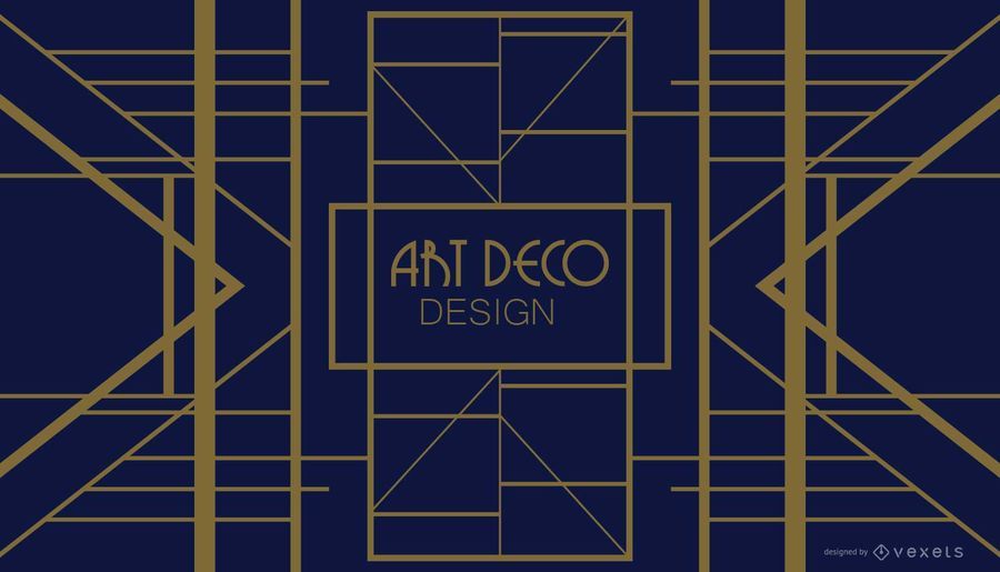 Diseño Art Deco geométrico azul y dorado Diseño Art Deco geométrico azul y dorado