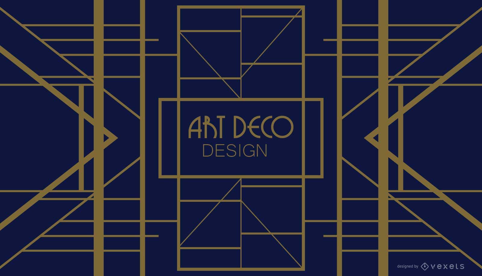 Blue and Golden Geometric Art Deco Design