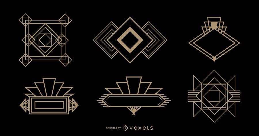 Conjunto Art Deco con logotipo de diamantes Conjunto Art Deco con logotipo de diamantes