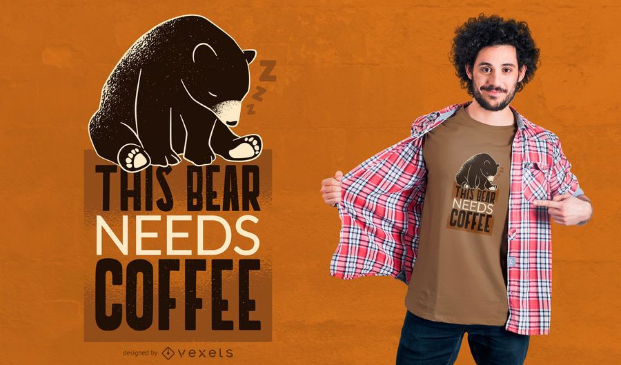Diseño de la camiseta del oso del café Diseño de la camiseta del oso del café