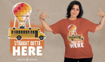 Diseño de camiseta de parodia de autobús volador
